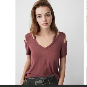 Express One Eleven Slashed Neck Cold Shoulder Tee